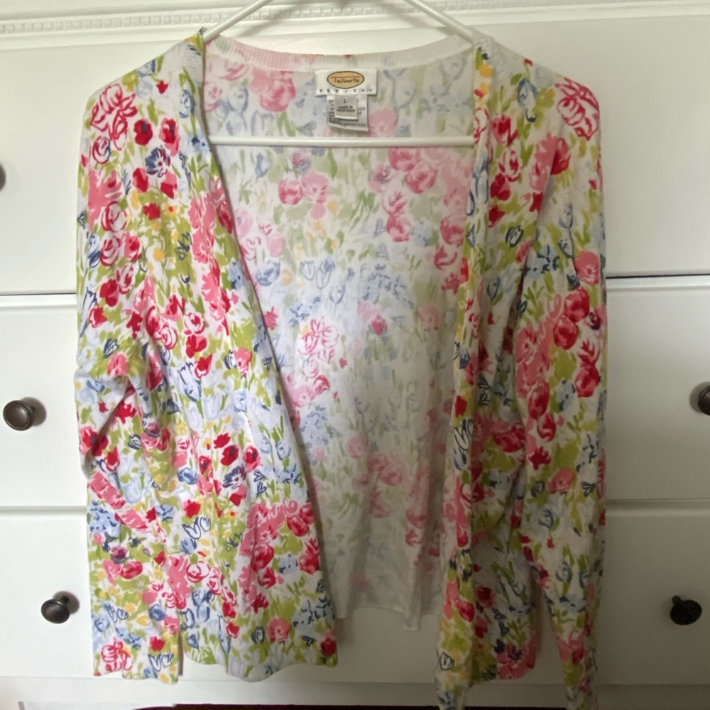 Talbots Petites Size L light sweater floral